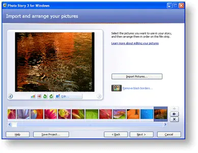 Microsoft Photo Story 3-Import Pictures