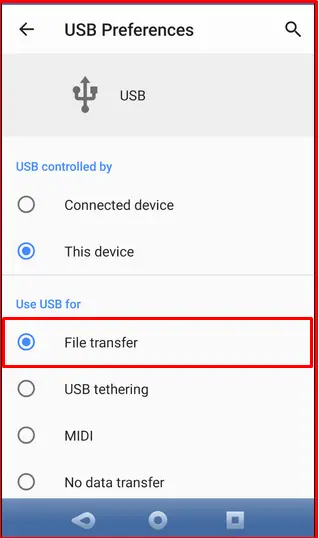 Transfer files from Android to PC